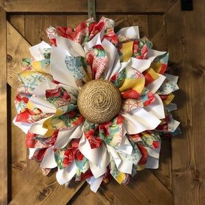 Sweat tea patchwork fabric wreath/flower/summer